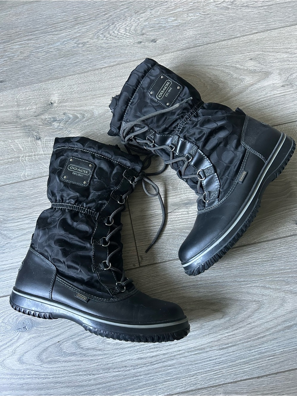 Coach Shaine Black Logo winter boots Size 8.5